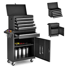 Load image into Gallery viewer, Tool Chest, 5-Drawer Rolling Tool Storage Cabinet with Detachable Top Tool Box, Liner, Universal Lockable Wheels, Adjustable Shelf, Locking Mechanism, Metal Tool Cart for Garage Workshop
