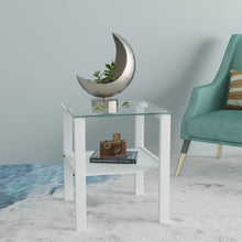 Load image into Gallery viewer, Glass two layer tea table, small round table, bedroom corner table, living room white side table(White)
