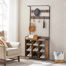 Load image into Gallery viewer, Coat Rack, Hall Tree with Shoe Rack for Entryway, 3-in-1 Entryway Coat Rack and Storage Rack, with 7 Hooks, a Hanging Rod
