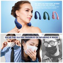 Load image into Gallery viewer, Mini Portable Bladeless Neck Fan 4000mah Rechargeable Air Cooler Cooling Fan Wearable Neckband Hanging Sports Fans

