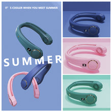Load image into Gallery viewer, Mini Portable Bladeless Neck Fan 4000mah Rechargeable Air Cooler Cooling Fan Wearable Neckband Hanging Sports Fans
