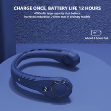 Load image into Gallery viewer, Mini Portable Bladeless Neck Fan 4000mah Rechargeable Air Cooler Cooling Fan Wearable Neckband Hanging Sports Fans

