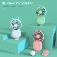 Load image into Gallery viewer, Summer Mini Handheld Fan USB Rechargeable Cooling Fan Desktop with Base Mobile Phone Bracket for Outdoor Office
