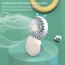 Load image into Gallery viewer, Summer Mini Handheld Fan USB Rechargeable Cooling Fan Desktop with Base Mobile Phone Bracket for Outdoor Office
