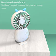 Load image into Gallery viewer, Summer Mini Handheld Fan USB Rechargeable Cooling Fan Desktop with Base Mobile Phone Bracket for Outdoor Office
