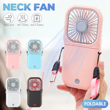 Load image into Gallery viewer, 3000mah Hanging Neck Fan USB Rechargeable Handheld Fan Adjustable Desktop Fan Air Cooler for Home Office Outdoor Travel
