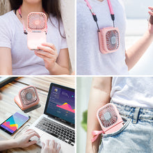 Load image into Gallery viewer, 3000mah Hanging Neck Fan USB Rechargeable Handheld Fan Adjustable Desktop Fan Air Cooler for Home Office Outdoor Travel
