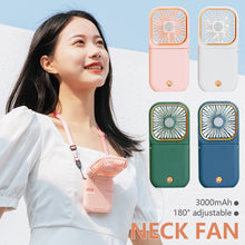 Load image into Gallery viewer, 3000mah Hanging Neck Fan USB Rechargeable Handheld Fan Adjustable Desktop Fan Air Cooler for Home Office Outdoor Travel
