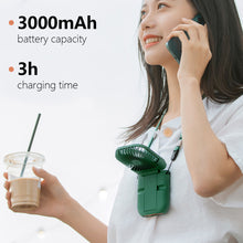 Load image into Gallery viewer, 3000mah Hanging Neck Fan USB Rechargeable Handheld Fan Adjustable Desktop Fan Air Cooler for Home Office Outdoor Travel
