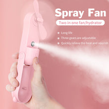 Load image into Gallery viewer, Portable Water Spray Mist Fan USB Rechargeable Handheld Foldable Mini Fan Cooling Air Conditioner for Outdoor Office
