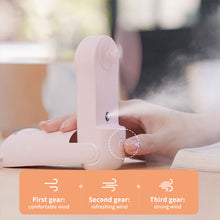 Load image into Gallery viewer, Portable Water Spray Mist Fan USB Rechargeable Handheld Foldable Mini Fan Cooling Air Conditioner for Outdoor Office
