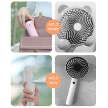 Load image into Gallery viewer, Portable Water Spray Mist Fan USB Rechargeable Handheld Foldable Mini Fan Cooling Air Conditioner for Outdoor Office
