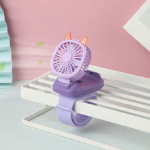 Load image into Gallery viewer, Portable Kids Wrist Fan Mini Watch Fan Ventilator LED Light Rechargeable Cute Cat Air Cooling Sports Fans Children Gift
