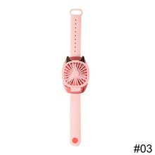 Load image into Gallery viewer, Portable Kids Wrist Fan Mini Watch Fan Ventilator LED Light Rechargeable Cute Cat Air Cooling Sports Fans Children Gift
