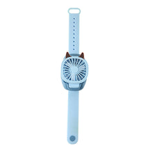 Load image into Gallery viewer, Portable Kids Wrist Fan Mini Watch Fan Ventilator LED Light Rechargeable Cute Cat Air Cooling Sports Fans Children Gift
