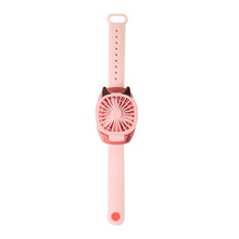Load image into Gallery viewer, Portable Kids Wrist Fan Mini Watch Fan Ventilator LED Light Rechargeable Cute Cat Air Cooling Sports Fans Children Gift
