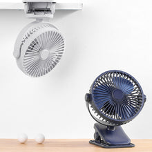 Load image into Gallery viewer, 2000mah Clip Fan Rechargeable Silent 3 Blades Baby Stroller Fans Portable Air Cooling 3 Speeds Desk USB Fan
