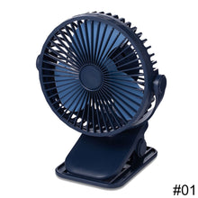 Load image into Gallery viewer, 2000mah Clip Fan Rechargeable Silent 3 Blades Baby Stroller Fans Portable Air Cooling 3 Speeds Desk USB Fan
