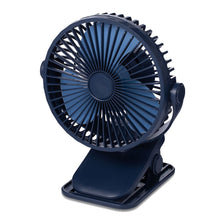 Load image into Gallery viewer, 2000mah Clip Fan Rechargeable Silent 3 Blades Baby Stroller Fans Portable Air Cooling 3 Speeds Desk USB Fan

