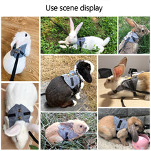 Load image into Gallery viewer, Multipurpose Rabbits Vest Gray Plaid Rabbit Harness and Leash Cotton Rabbit Collar Straps Pet Traction Rope for Bunny S/M/L
