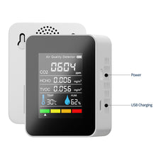 Load image into Gallery viewer, 5 IN 1 CO2 Meter CO2 Detector Multifunctional Thermohygrometer Home Intelligent Gas Analyzer Household Digital Air Pollution Monitor TVOC HCHO
