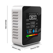 Load image into Gallery viewer, 5 IN 1 CO2 Meter CO2 Detector Multifunctional Thermohygrometer Home Intelligent Gas Analyzer Household Digital Air Pollution Monitor TVOC HCHO
