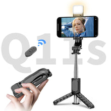 Load image into Gallery viewer, 3 in 1 Mini Fill Light Lamp Foldable Tripod Bluetooth Selfie Stick Wireless Remote Shutter Mobile Phone Holder For Android IOS
