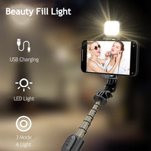 Load image into Gallery viewer, 3 in 1 Mini Fill Light Lamp Foldable Tripod Bluetooth Selfie Stick Wireless Remote Shutter Mobile Phone Holder For Android IOS
