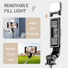 Load image into Gallery viewer, 3 in 1 Mini Fill Light Lamp Foldable Tripod Bluetooth Selfie Stick Wireless Remote Shutter Mobile Phone Holder For Android IOS
