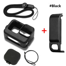 Load image into Gallery viewer, Battery Side Cover For GoPro 9 Action Camera Black Removable Flip Design Charging Port Door Lid with Silicone Protective Sleeve

