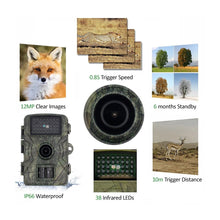 Load image into Gallery viewer, 12MP 1080P Night Vision Clear Wildlife Hunting Trail Game Camera IP66 Outdoor Camouflage surveillance Motion Scouting Camera
