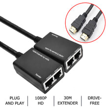 Load image into Gallery viewer, 1080P HDMI-Compatible Extender Cat5e Cat 6 Ethernet Signal RJ45 Lan Converter 3D HDMI-Compatible Transmitter Receiver TX RX 30M

