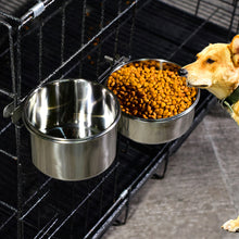 Load image into Gallery viewer, 10-20CM Ordinary Stainless Steel Pet Food Bowl Cage Hanging Dog Basin Feeder Large Capacity Fixed Metal Feeding Bowl Cat Drinking Bowl Outdoor Soup Dish
