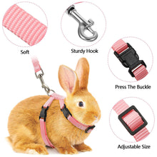 Load image into Gallery viewer, Adjustable Soft Polyester Rabbit Harness Leash Guinea Pig Lead Rope Pet Chinchilla Leash for Small Pet Traction Rope Running Walking
