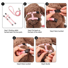 Load image into Gallery viewer, Adjustable Soft Polyester Rabbit Harness Leash Guinea Pig Lead Rope Pet Chinchilla Leash for Small Pet Traction Rope Running Walking
