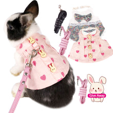 Load image into Gallery viewer, Small Animal Rabbit Soft Floral Dress Harness Vest Set Clothes Travel Chest Strap Rabbit Ferret Bunny Small Pet Supplies
