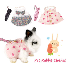 Load image into Gallery viewer, Small Animal Rabbit Soft Floral Dress Harness Vest Set Clothes Travel Chest Strap Rabbit Ferret Bunny Small Pet Supplies
