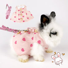Load image into Gallery viewer, Small Animal Rabbit Soft Floral Dress Harness Vest Set Clothes Travel Chest Strap Rabbit Ferret Bunny Small Pet Supplies
