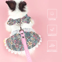 Load image into Gallery viewer, Small Animal Rabbit Soft Floral Dress Harness Vest Set Clothes Travel Chest Strap Rabbit Ferret Bunny Small Pet Supplies
