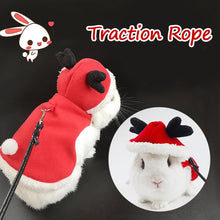 Load image into Gallery viewer, Pet Rabbit Clothes Winter Warm Bunny Clothes Rabbit Harness Leash Cloak Christmas Party Costume Small Animal Supplies
