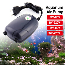 Load image into Gallery viewer, Aquarium Air Pump Mini Oxygen Compressor for Fish Tank with Check Valve Tube Single Double Outlet Aquatic Accessories 220V 240V 3W 5W
