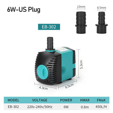 Load image into Gallery viewer, 3w 6w 10w 15w 25w Mute Aquarium Water Pump Ultra-Quiet Submersible Tank Fountain Side Suction Pump Energy-Saving Adjustable Fish Pond Filter 220V-240V
