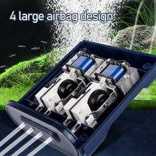 Load image into Gallery viewer, Silent Aquarium Oxygen Air Pump for Fish Tank 4 Outlet Adjustable Oxygenator Air Compressor Aerator with Check Valve Air Stone Aquatic Accessories 220v 3W/4.5W/6.5W/9W/12W/14W

