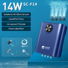 Load image into Gallery viewer, Silent Aquarium Oxygen Air Pump for Fish Tank 4 Outlet Adjustable Oxygenator Air Compressor Aerator with Check Valve Air Stone Aquatic Accessories 220v 3W/4.5W/6.5W/9W/12W/14W
