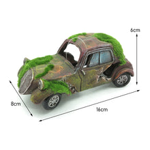 Load image into Gallery viewer, Fish Tank Decoration Landscaping Resin Wreck Old Car Hideaway Broken Vehicle House with Cave and Moss Aquarium Ornament Decor Accessory
