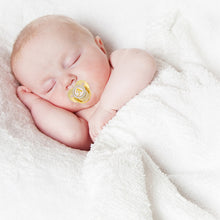 Load image into Gallery viewer, 26 Letters Initials Baby Pacifier and Pacifier Clips Gold Diamond BPA Free Silicone Nipples Newborn Dummy Soother with Crystal Rhinestone
