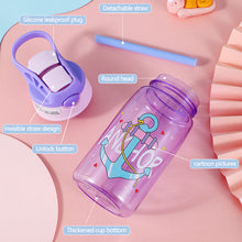 Load image into Gallery viewer, Kids Drinking Bottle with Straw Cartoon Portable Water Bottles BPA Free Children Bottle with Handle Children Kettle Portable Sports Bottle
