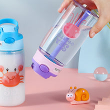 Load image into Gallery viewer, Kids Drinking Bottle with Straw Cartoon Portable Water Bottles BPA Free Children Bottle with Handle Children Kettle Portable Sports Bottle
