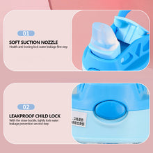 Load image into Gallery viewer, Kids Drinking Bottle with Straw Cartoon Portable Water Bottles BPA Free Children Bottle with Handle Children Kettle Portable Sports Bottle
