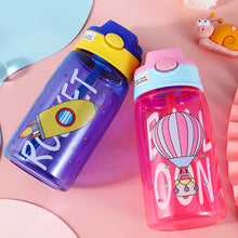 Load image into Gallery viewer, Kids Drinking Bottle with Straw Cartoon Portable Water Bottles BPA Free Children Bottle with Handle Children Kettle Portable Sports Bottle
